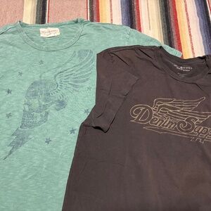 Ralph Lauren Denim & supply t shirts lot of 2 skull moto tees